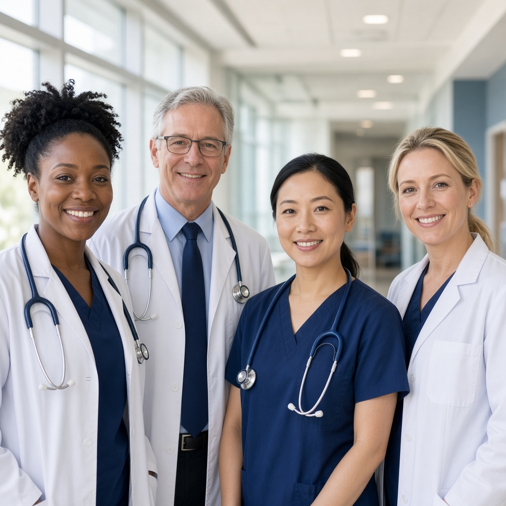 Clinical care team in a healthcare setting