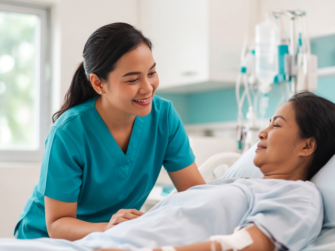 Healthcare professional supporting a dialysis patient
