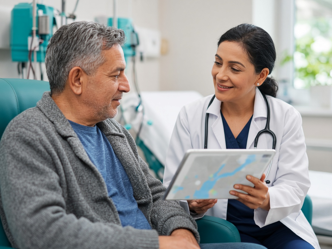 Patient locating dialysis centers on a map